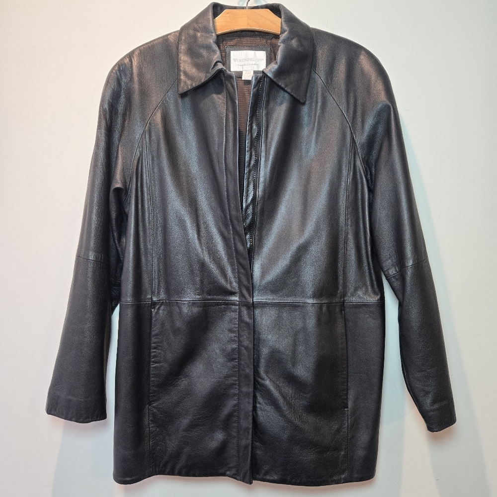 Women’s Black Leather Jacket - Classic Collar Great Condition